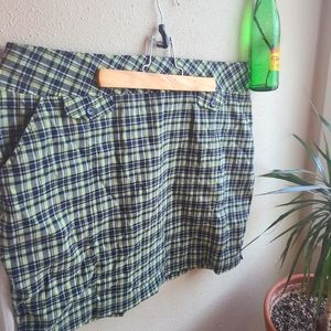 Black and green checkered mini skirt